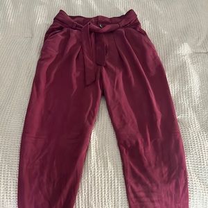 Free People Red Velvet Paper Bag Waist Pants